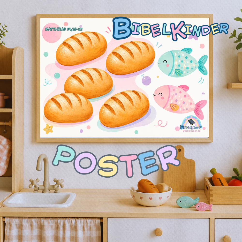 Bibelkinder Poster - 5 Brote & 2 Fische